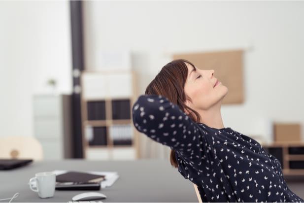 employee relaxing in chair