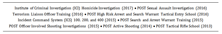 third example of a training section on a law enforcement resume