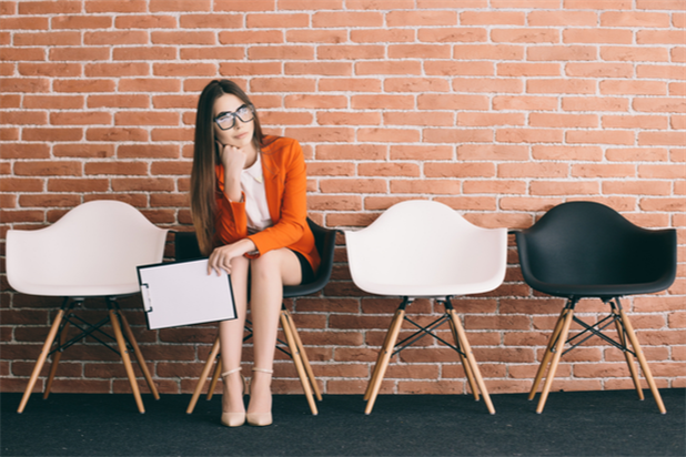 Single candidate waiting to be interviewed for a job opening