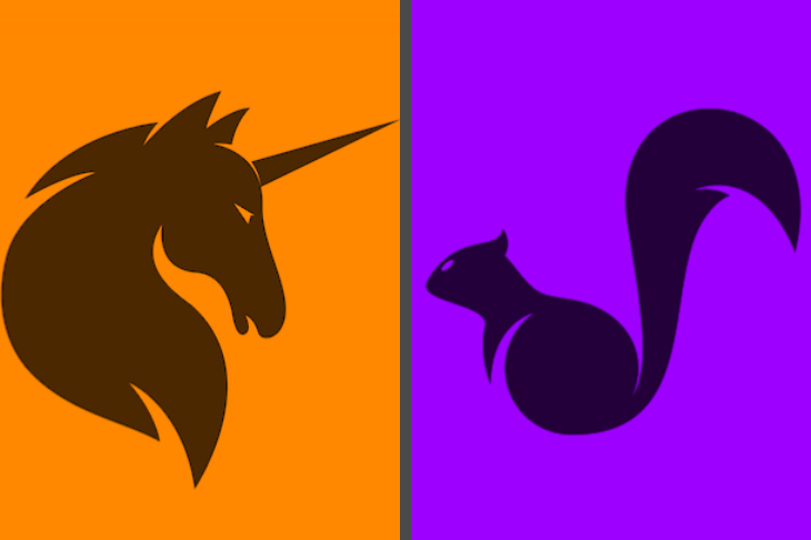 unicorn and squirrel icons