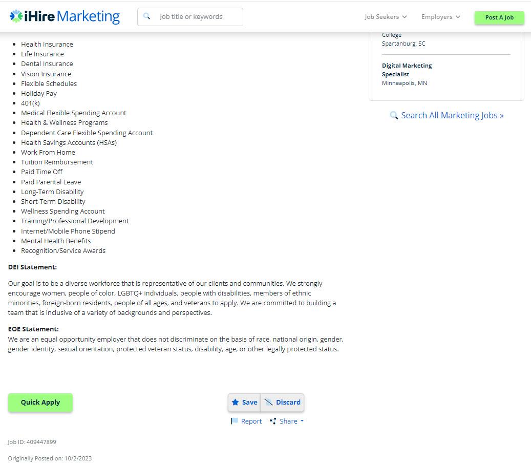 ihire job ad example 2