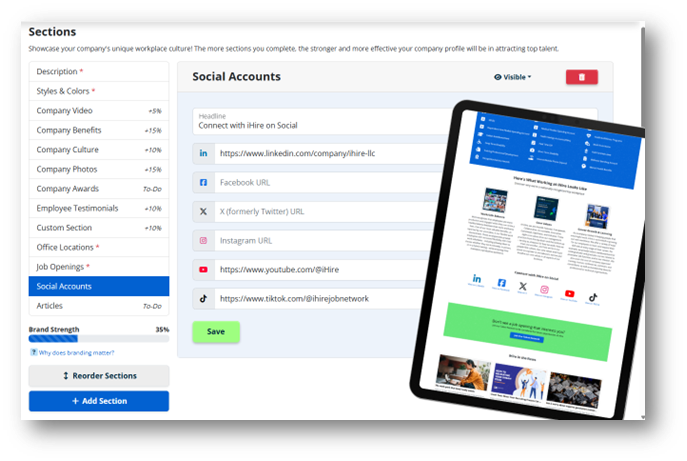 ihire company profile social accounts