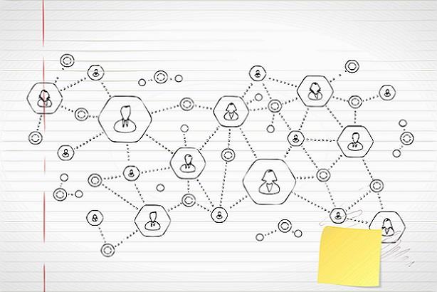 Abstract picture on notebook paper showing the importance of referrals and employee networks