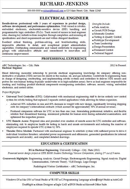 Example of a traditional chronological resume format