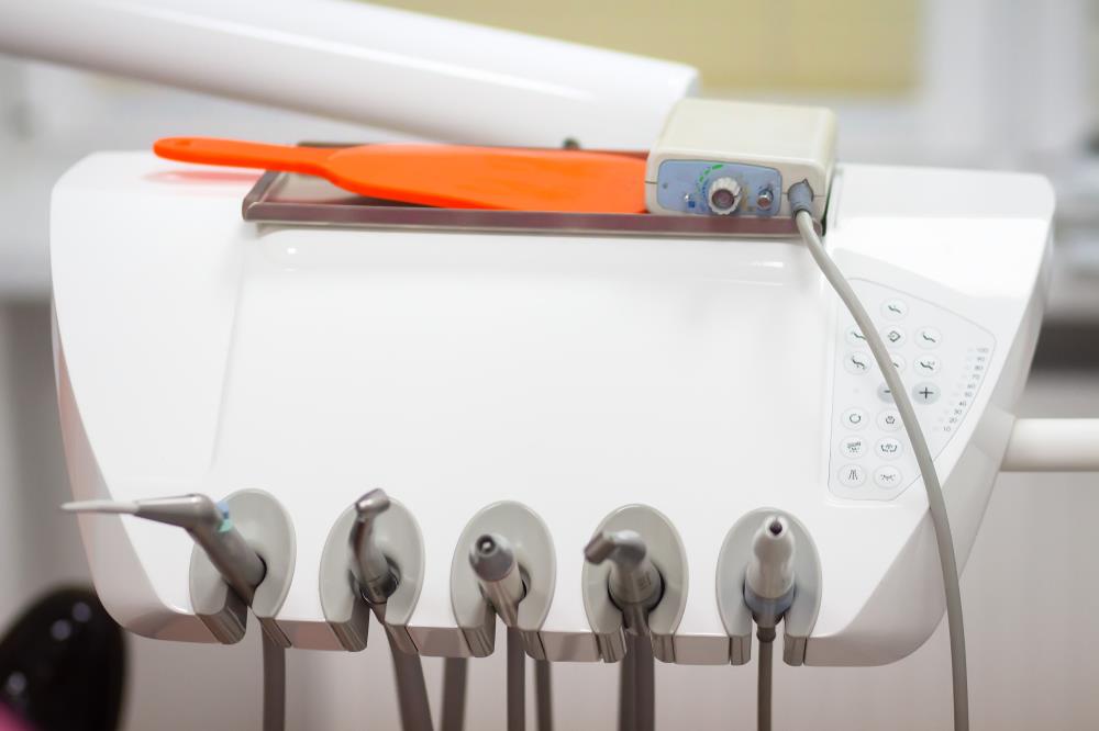 Closeup view of dental equipment used for patient care