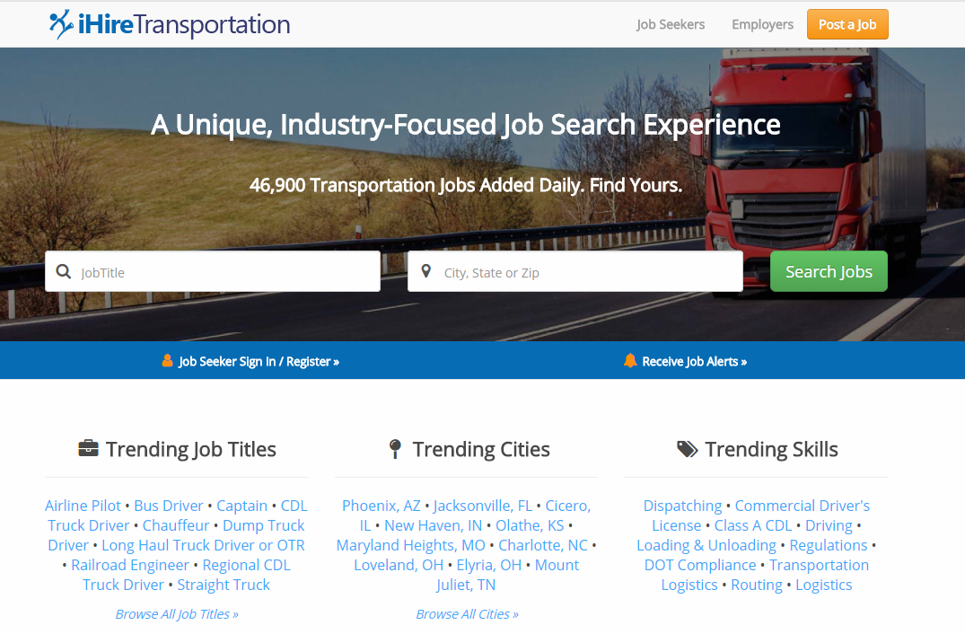 iHireTransportation homepage