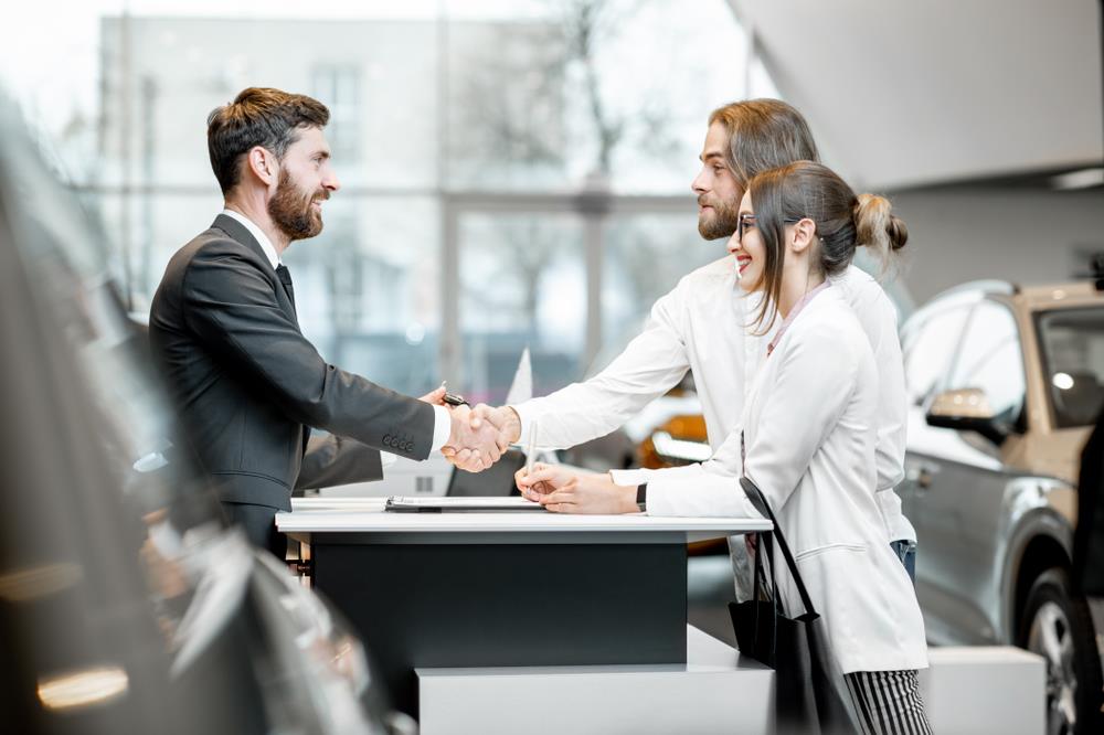 salesperson shaking hands