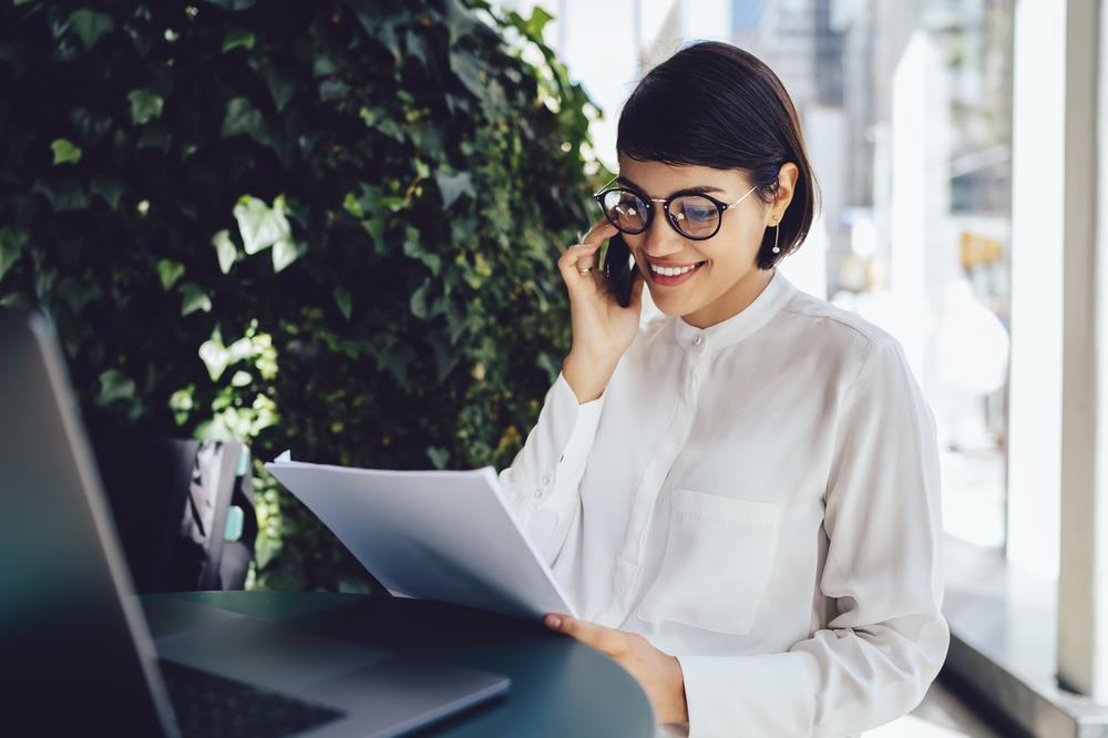 sales account executive on the phone with a client