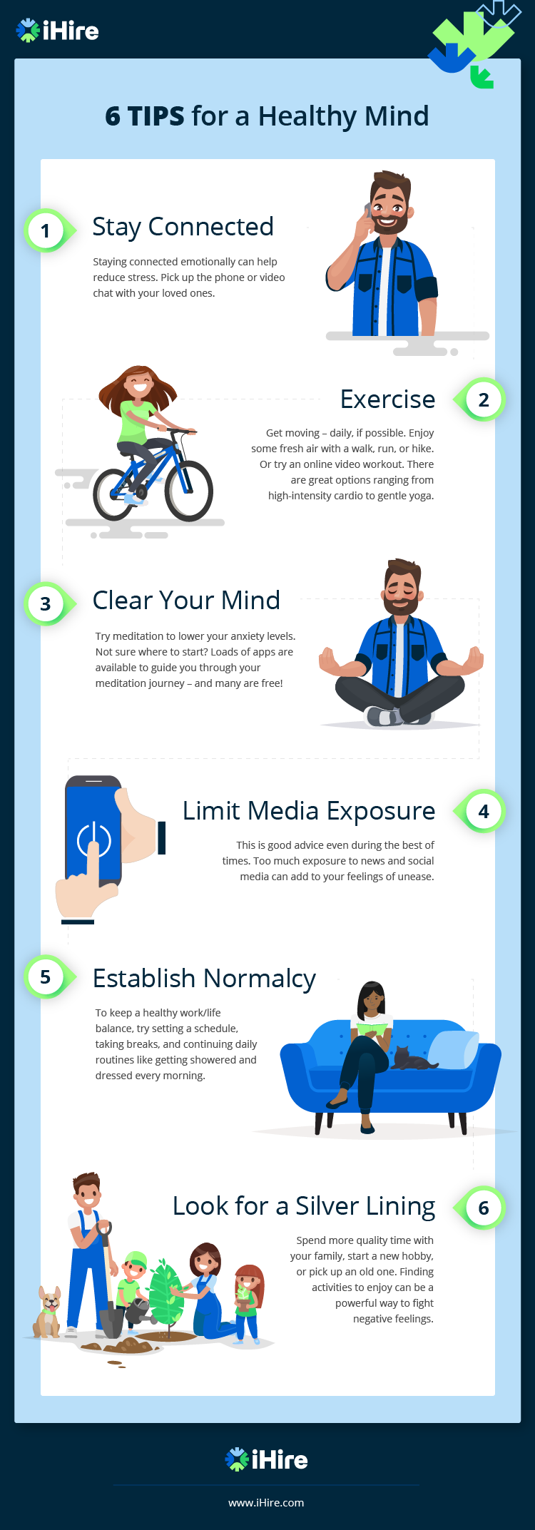 6 tips for a healthy mind infographic ihire