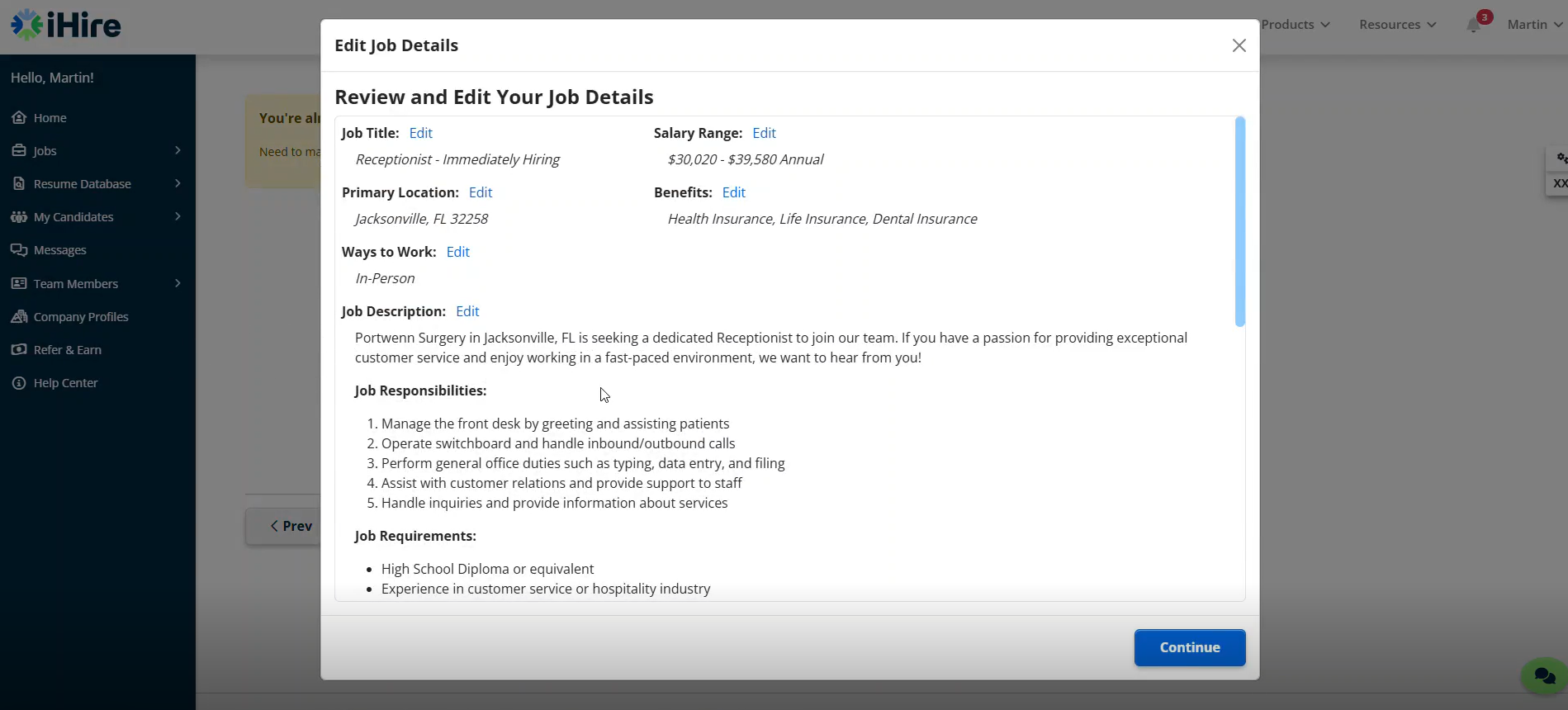 ihire job reposting flow