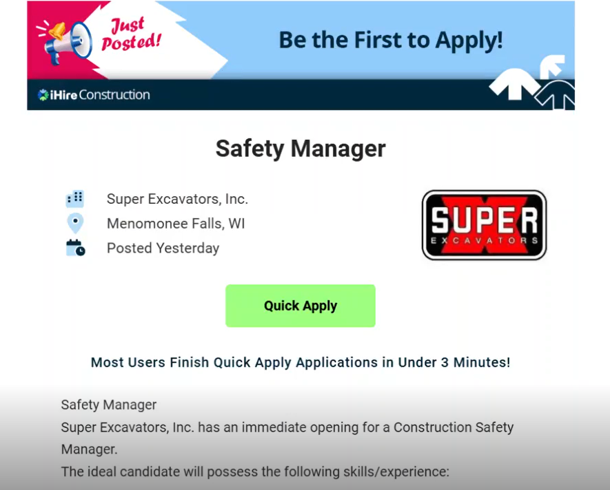 iHire New Job Alert Email