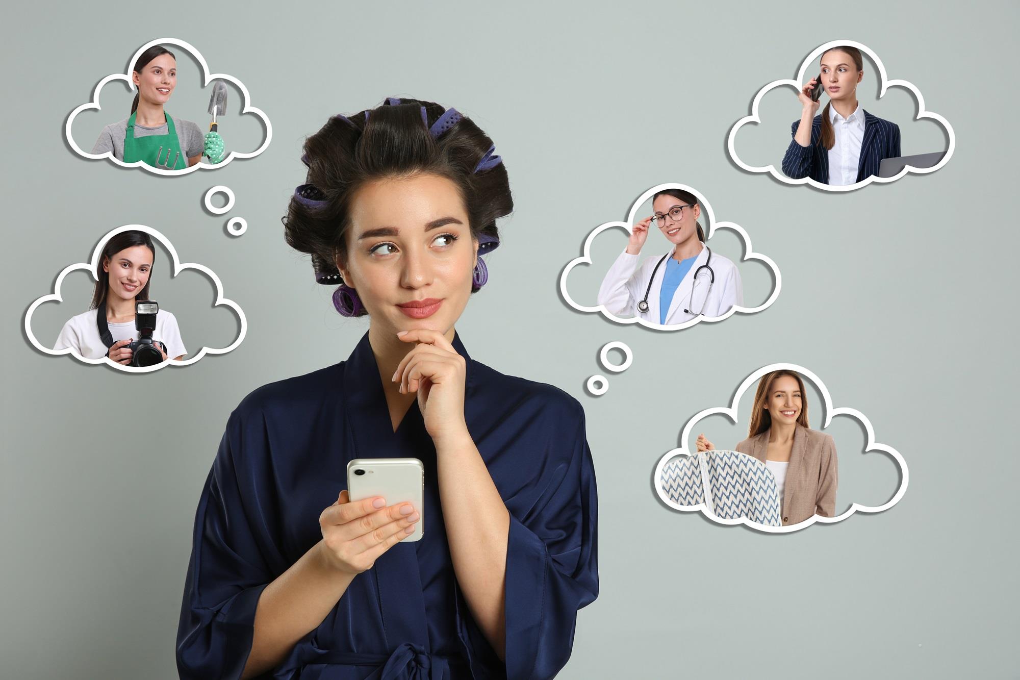 woman picturing herself in different careers