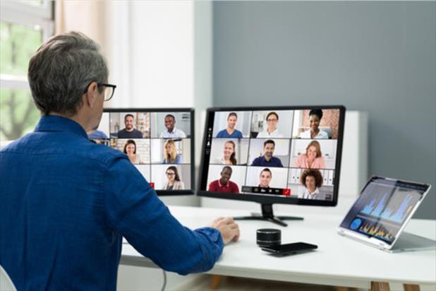 employee on video conference call