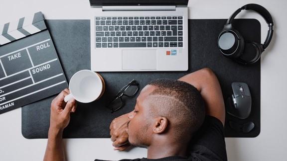 Man sleeping at desk