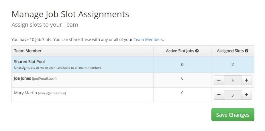 Managing job slots