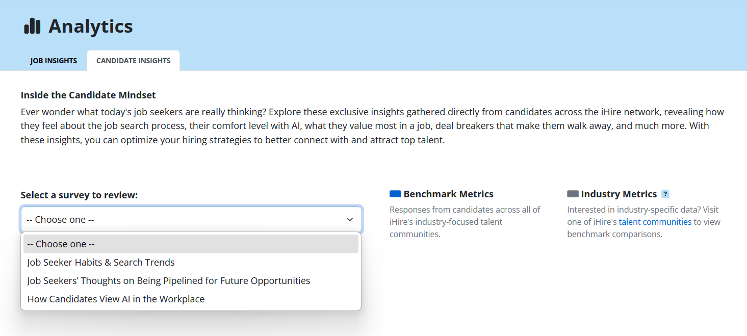 iHire Candidate Analytics Screenshot