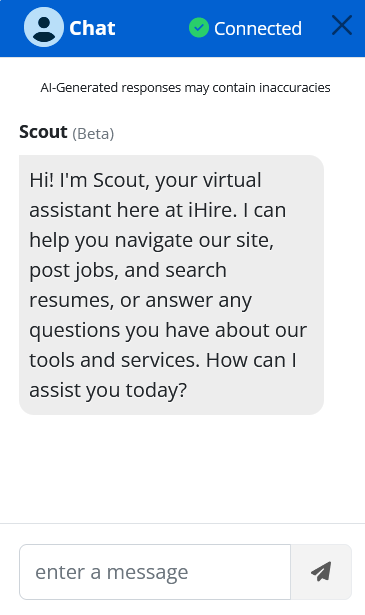 iHire Scout Chatbot Screenshot 1