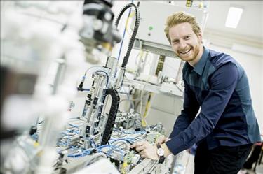 Mechanical engineer working in a factory