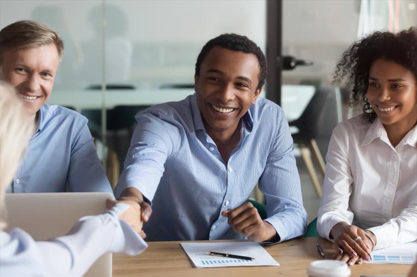 New employee meeting team members