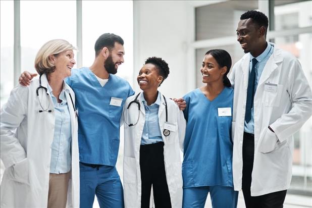 Smiling healthcare employees