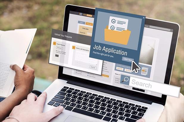 Representation of an applicant tracking system with job seeker applying for work.