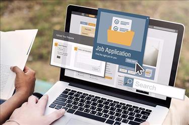 Representation of an applicant tracking system with job seeker applying for work.