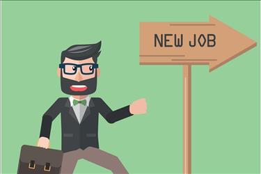 Illustration of cartoon character starting a new job