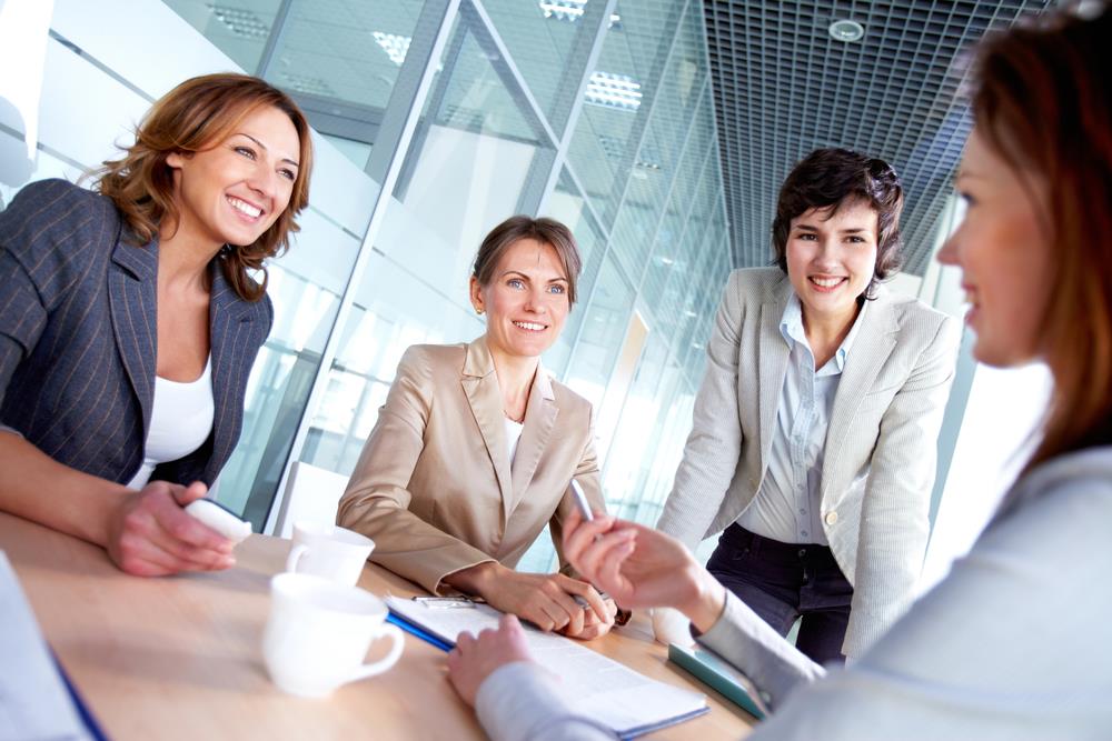 group of women having a panel interview