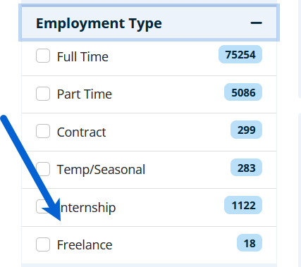 screenshot of ihire's freelance marketplace search filters