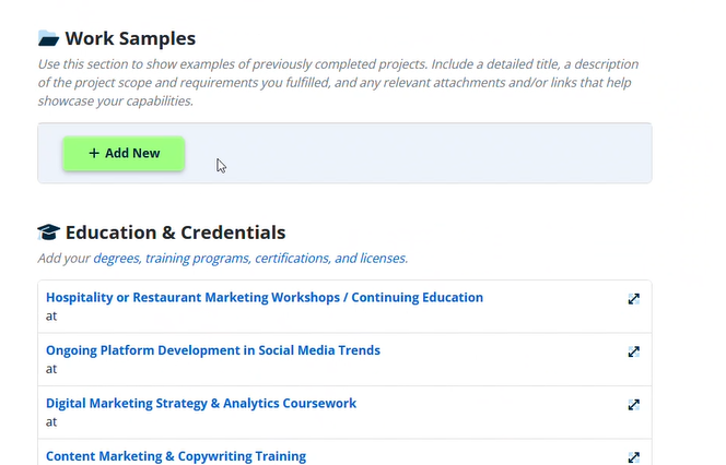 screenshot of ihire's freelance marketplace work samples