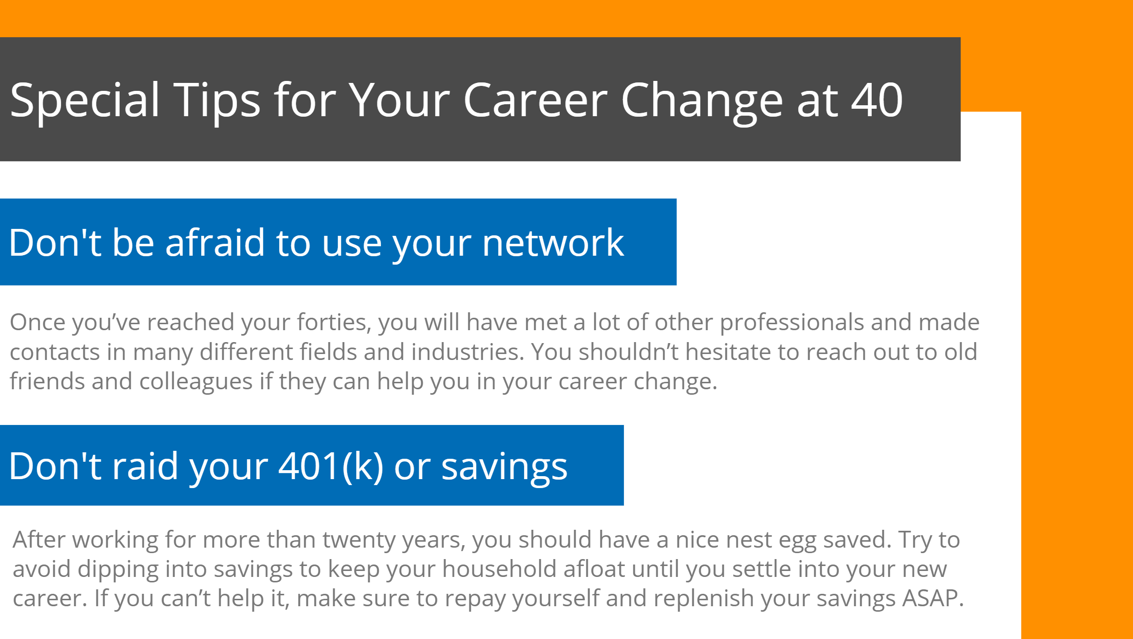 Special tips for your career change at 40