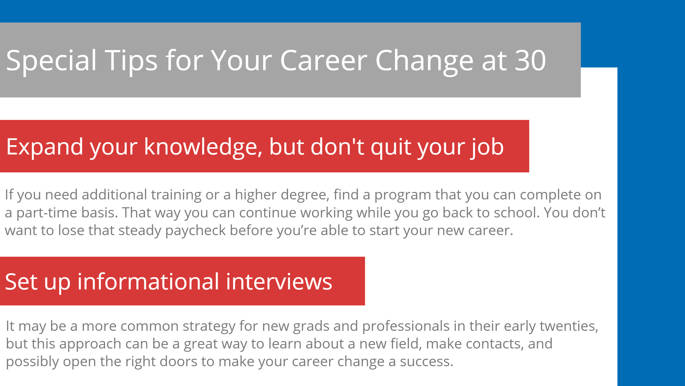 Special tips for your career change at 30