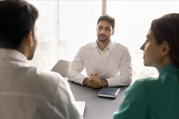 healthcare professional being interviewed