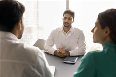 healthcare professional being interviewed