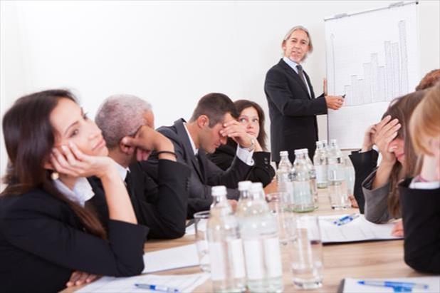 Group of professionals falling asleep in meeting and showing company's employee disengagement problem