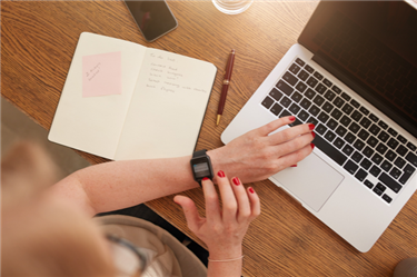 woman working on laptop