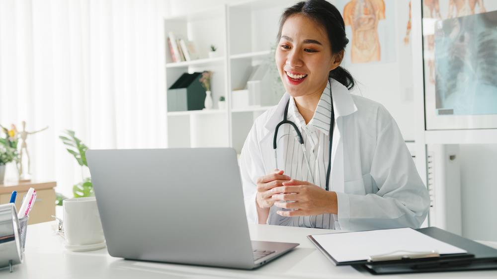 doctor interviewing a candidate virtually