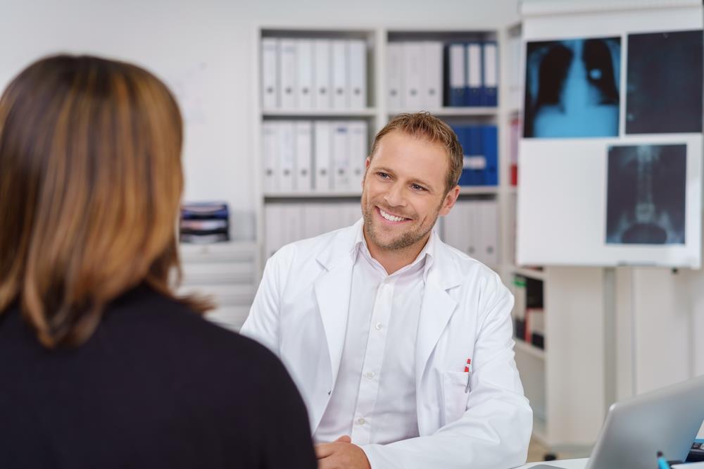 two people in a healthcare job interview