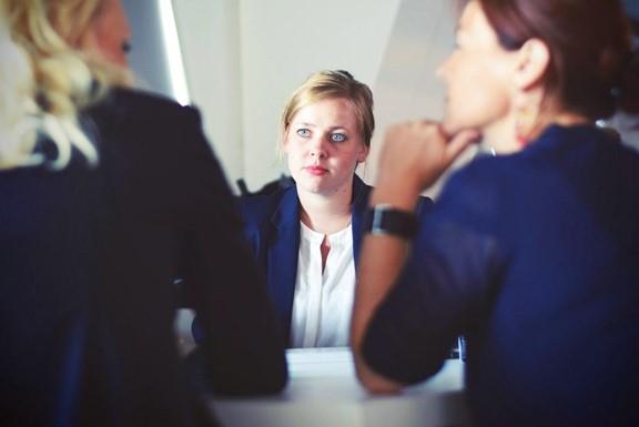 Woman nervous in interview