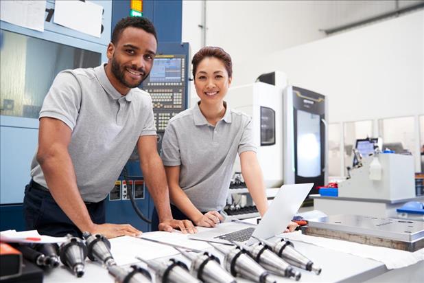 Manufacturing engineers at work table