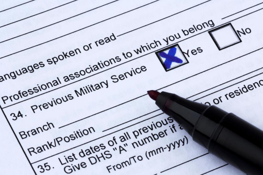 Veteran status on job application