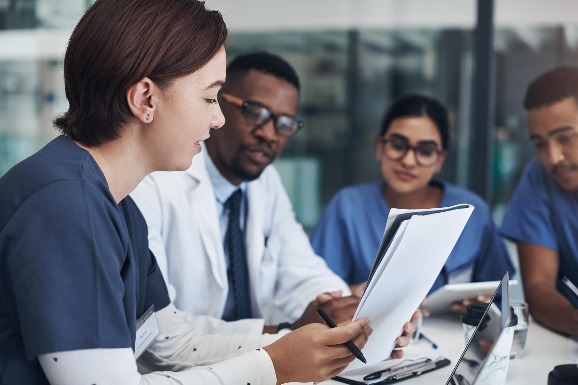 group of medical team members in a meeting