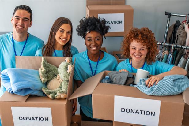 group of people collecting donations