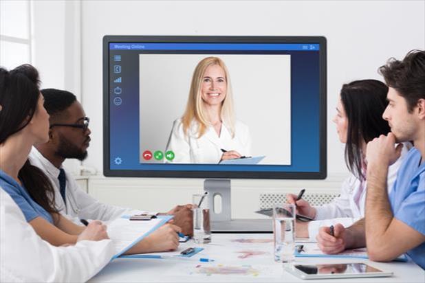 Telehealth professionals on a video call