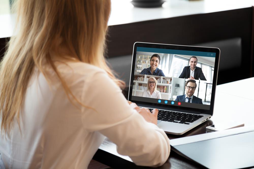 Woman interviewing online