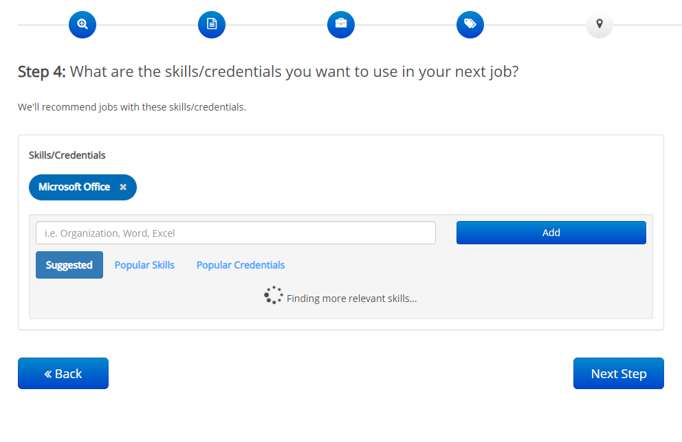 screenshot of skills refreshing on ihire onboarding process step 4