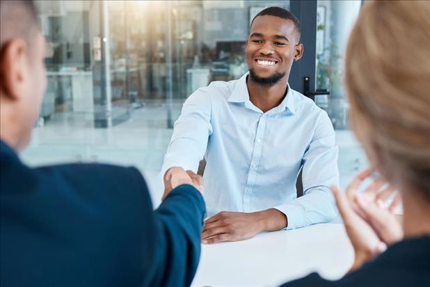 new employee shaking hands after accepting a job offer