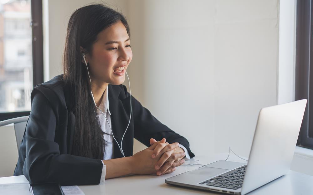 Job seeker on a video interview