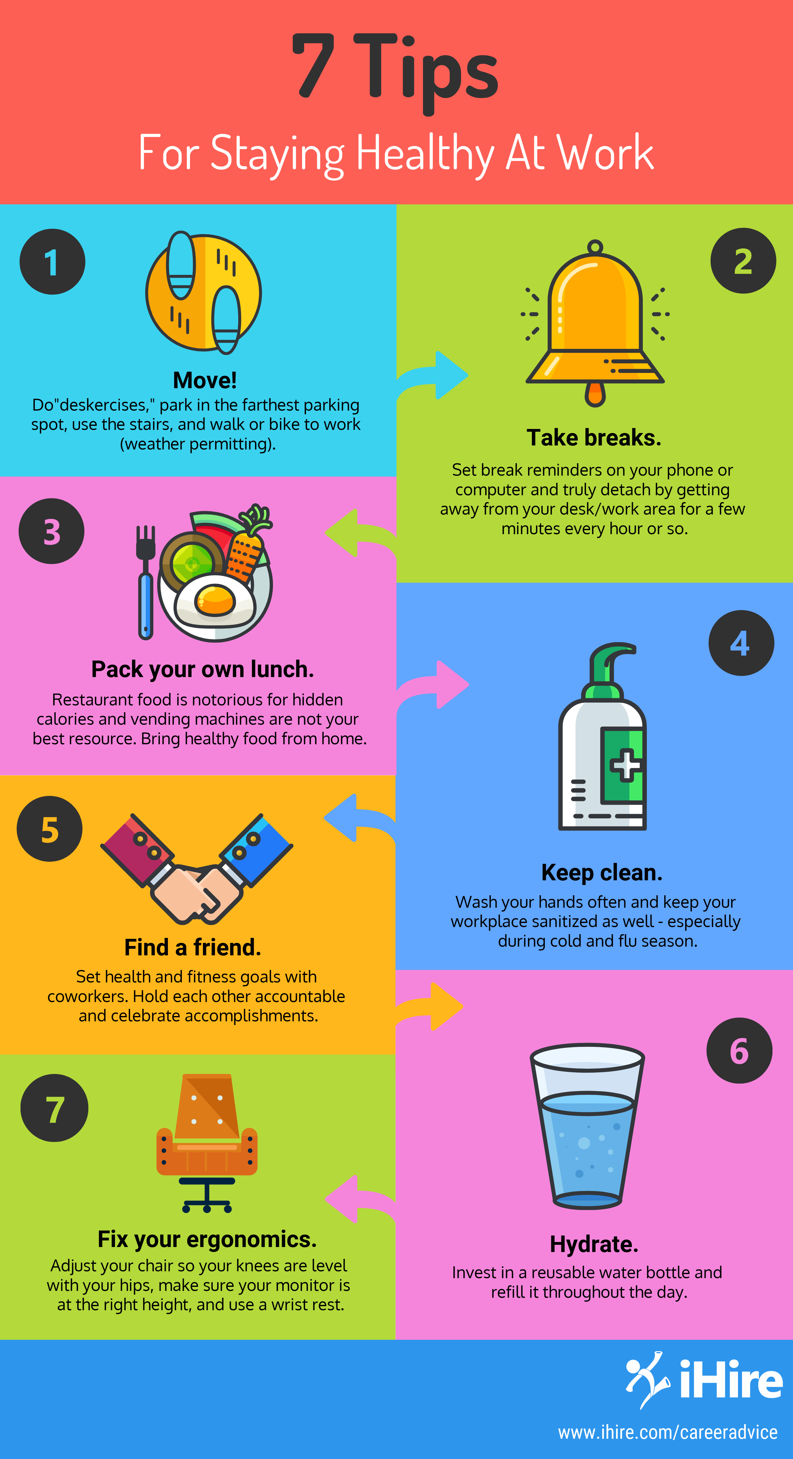 7 tips for staying healthy at work infographic