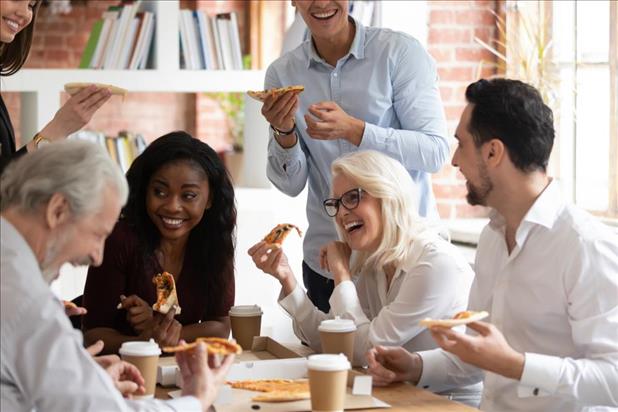 Fun company eating lunch